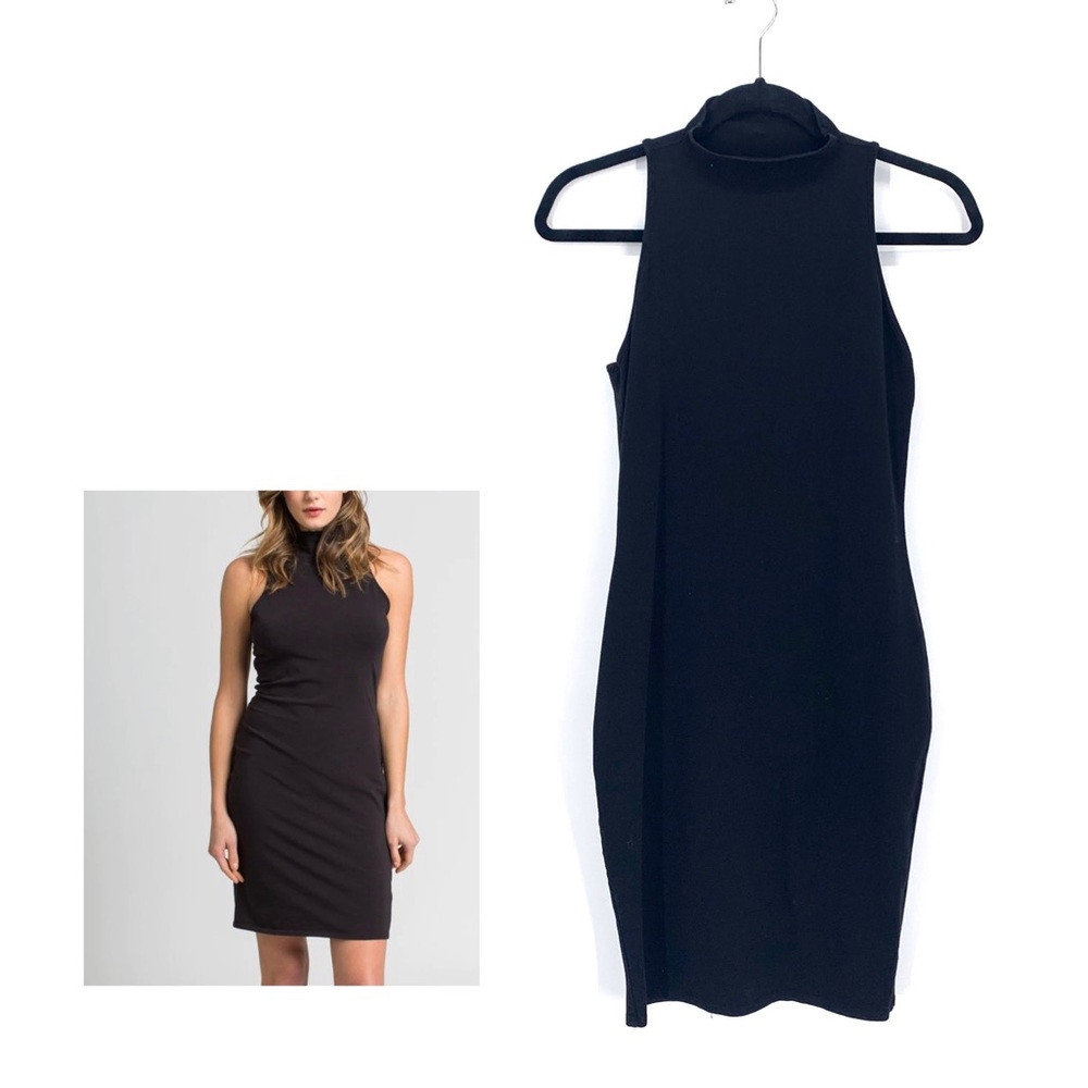 LA Made Black Dress Figure Flattering Suzie High Neck Cocktail Size Medium